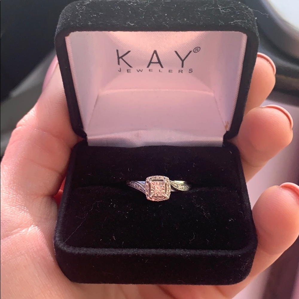 Diamond ring with sterling silver band